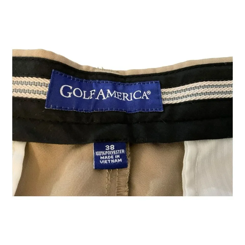 Tan Flat Front Casual Shorts,‎ Golf America